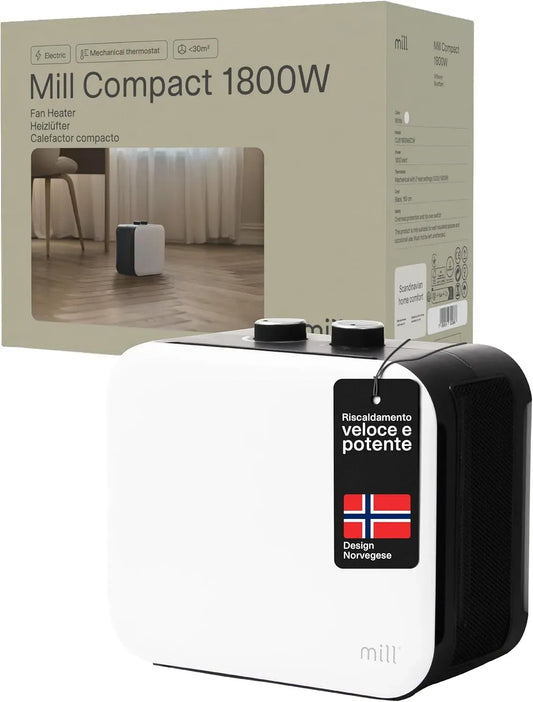 Ventilatore, 1800 W, portatile, bianco, Stufa Elettrica in Ceramica PTC per 5–30 m², MEC