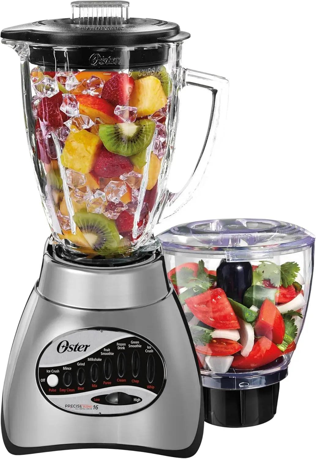 Frullatore, nero, mixer da cucina, vetro, Oster 6878-042 Core Frullatore a 16 velocità con barattolo di vetro