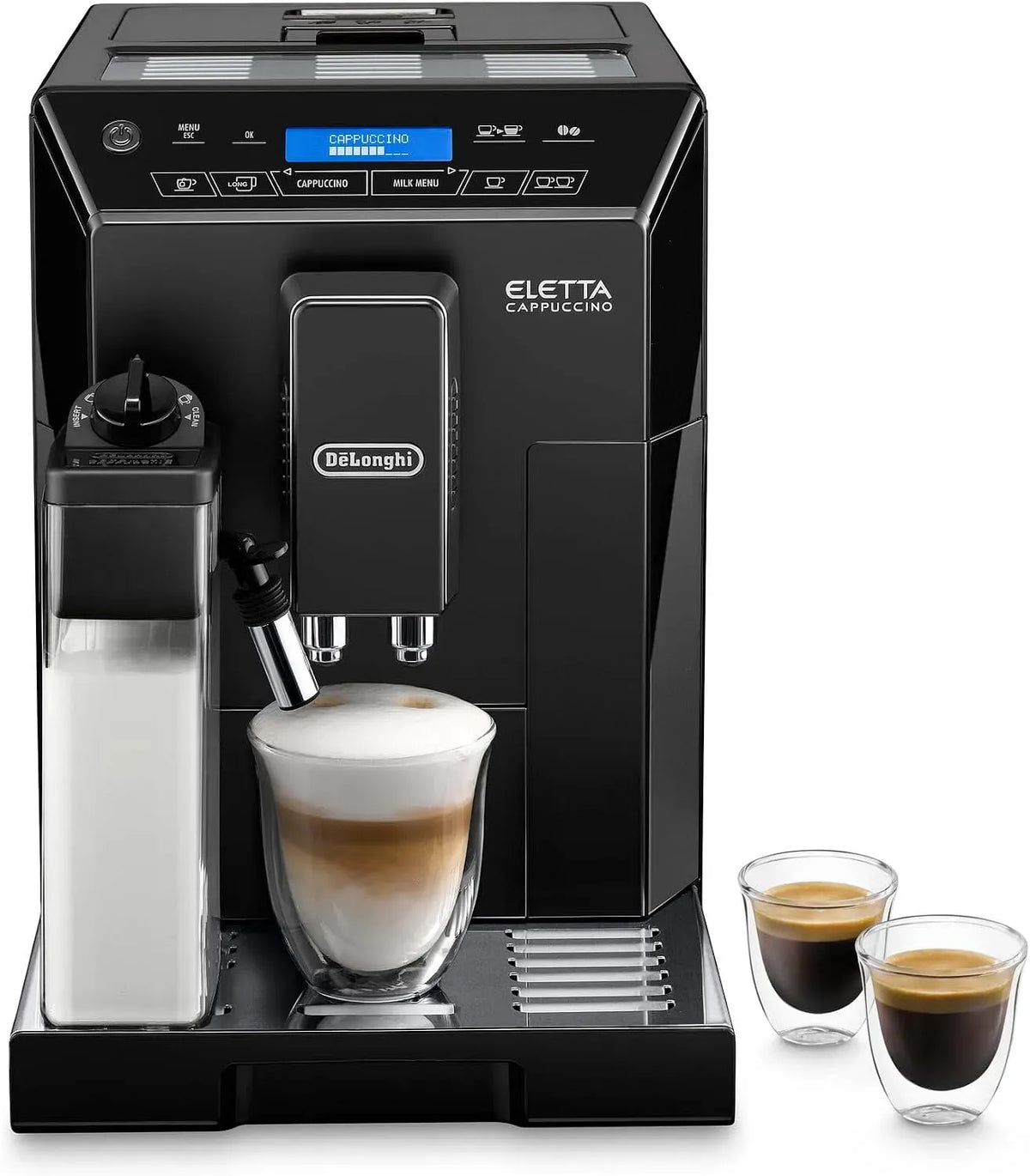 De'Longhi ECAM44.660.B Montalatte, 2 L, cappuccinatore, touch, ampio serbatoio, nero, Eletta Cappuccino MADE IN ITALY, Pannello di Controllo Touch