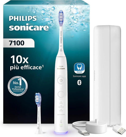 Philips HX7420/02 spazzolino elettrico sonico con app, EasyStart, Sonicare 7100, 4 modalità di spazzolamento e 3 livelli di intensità, SmarTimer