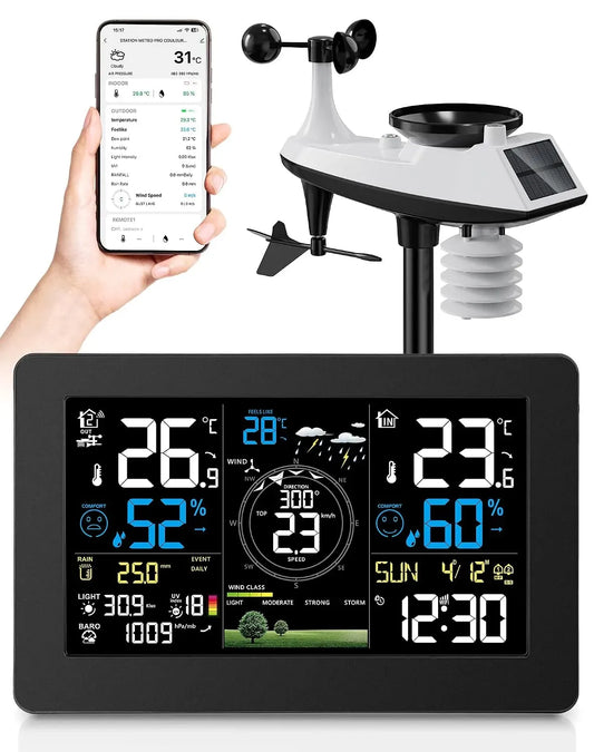 Stazione, Sensore, stazione meteorologica wireless, esterno, Wi-Fi, nero, per Vento