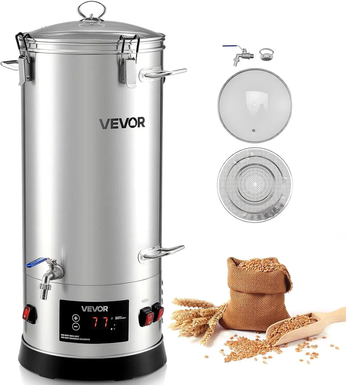 VEVOR Bollitore elettrico, 30 L, bollitore per bevande, Sistema di Attrezzatura Elettrica per Produzione di Birra