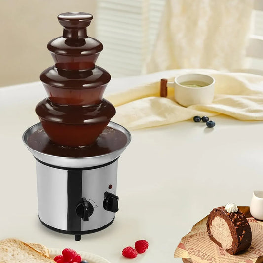 fontana di cioccolato per brunch, Fontana di cioccolato a 4 livelli dotato di funzione di fusione, funzione di flusso e mantenimento al caldo, feste