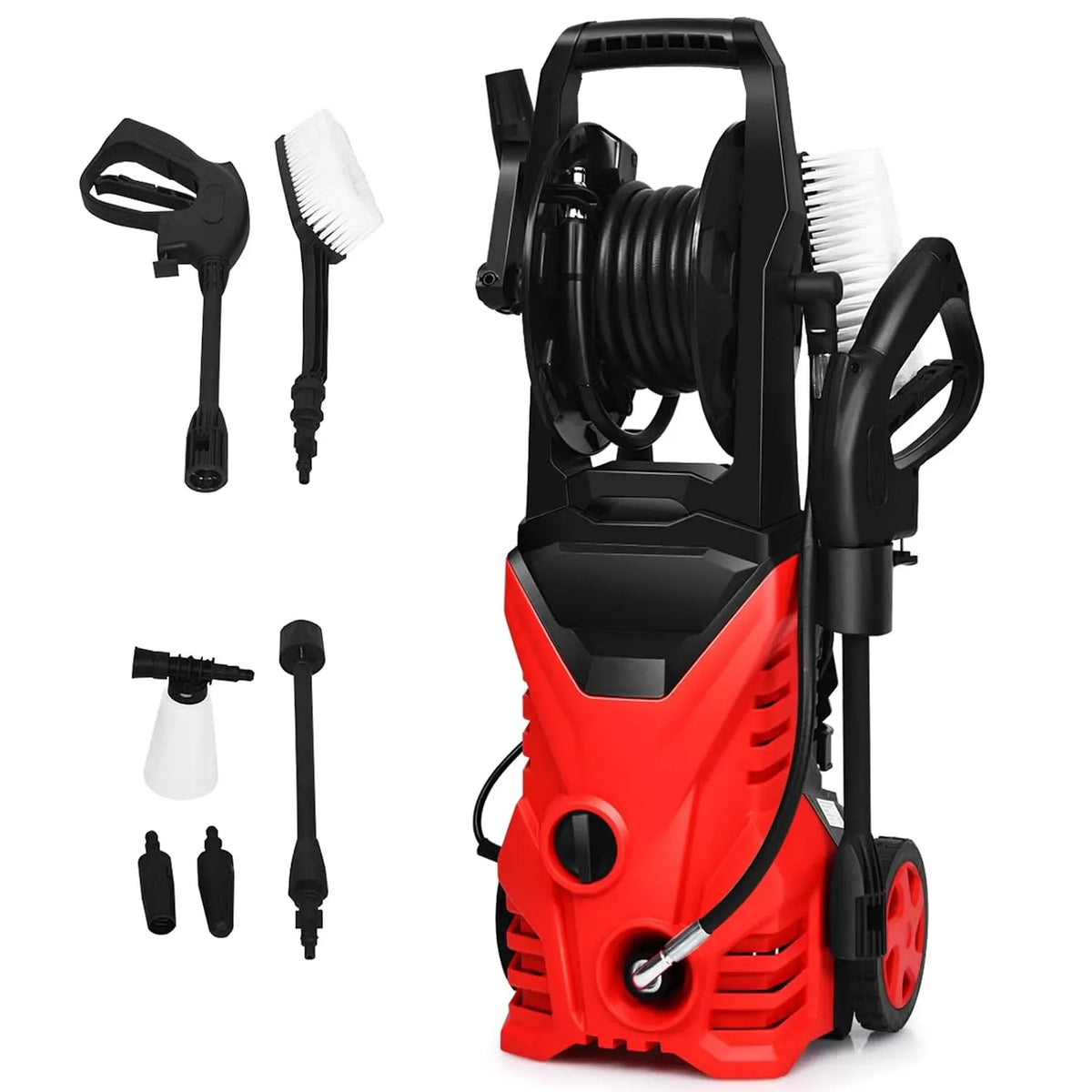 Idropulitrice, COSTWAY, portatile, rosso, pulitrice ad alta pressione, Idropulitrice con 2030 PSI