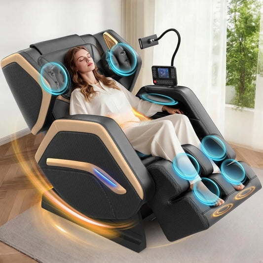Poltrona relax con massaggio, touch, Bluetooth, 14 rulli massaggianti, telecomando touch per, altoparlanti Bluetooth, 8 airbag