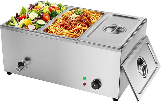 controllo della temperatura, Bagno Marie elettrico in acciaio inox 220 V scaldavivande professionali commerciali dotato di 3 contenitori per pentole