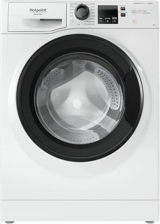 Lavatrice NF746WK, 59.5 cm, 7 kg, classe energetica E, libera installazione, bianco, Altezza 85 cm, Profondità 54 cm
