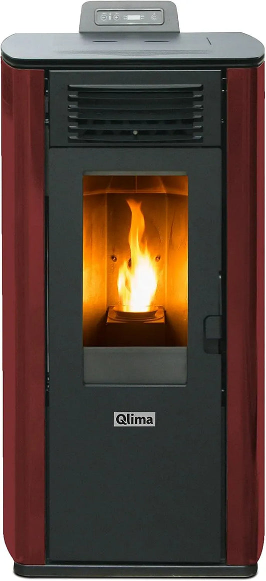 200 m3 Riscaldabili Colore Rosso, 7.45 kW, Stufa a Pellet Fiorina 74 S-Line Potenza Termica